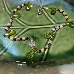 Handcrafted Boho Austrian Crystal Beaded Necklace 14”